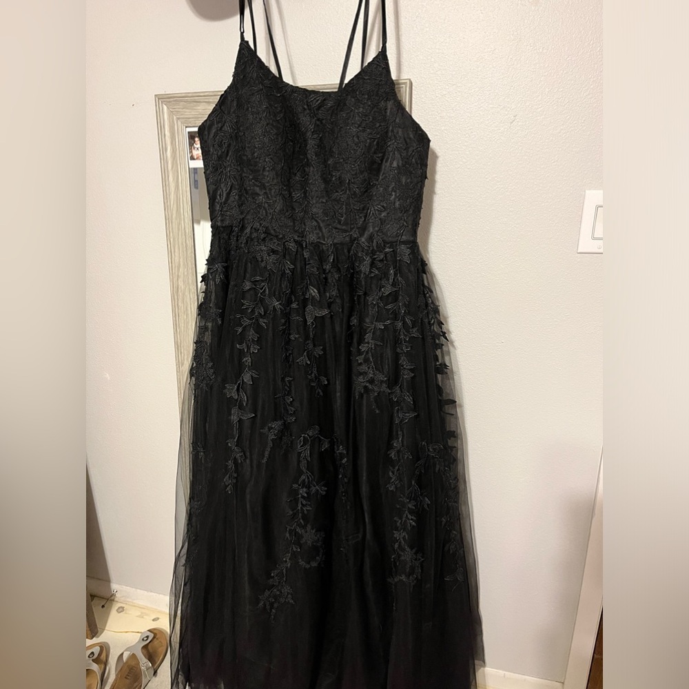 Black tulle floral dress
